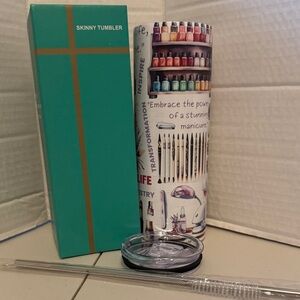 Nail Art Skinny Tumbler with Straw and Lid